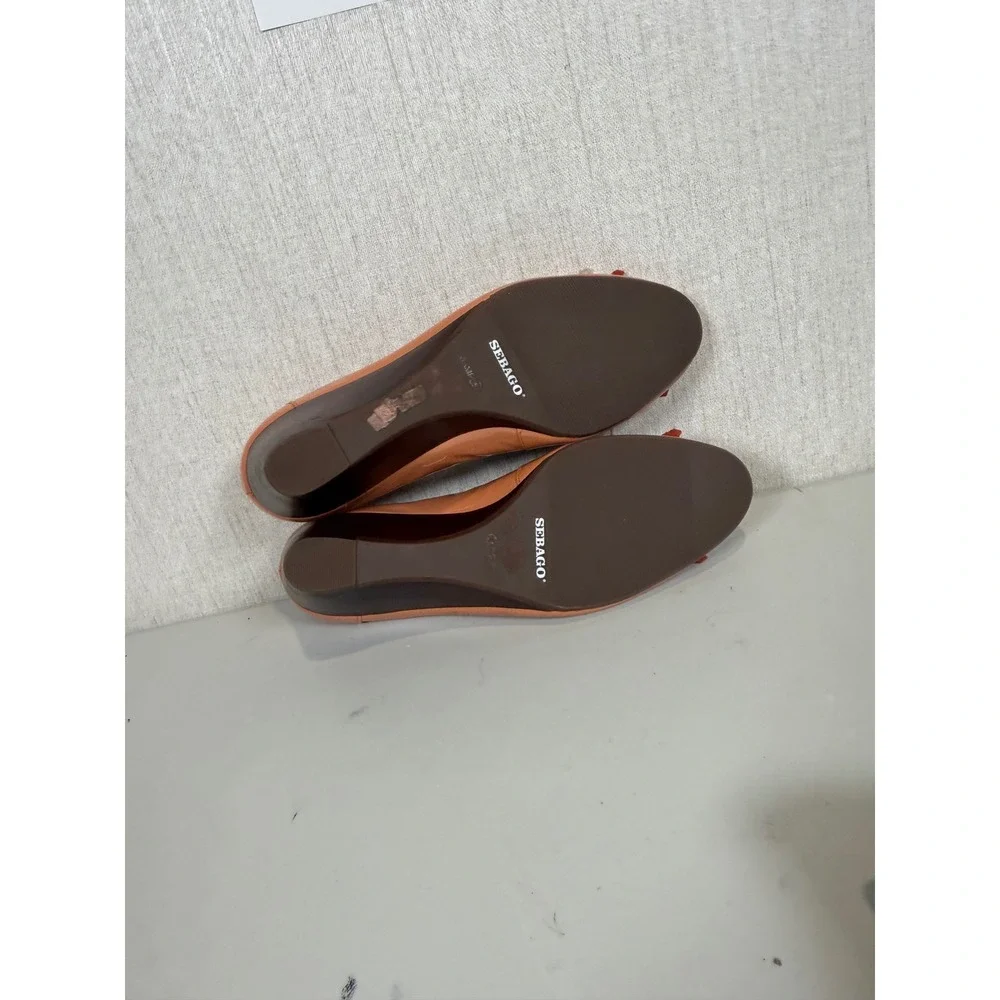 Sebago women shoes wedge heel pumps orange leather upper women sz 6b sample pair